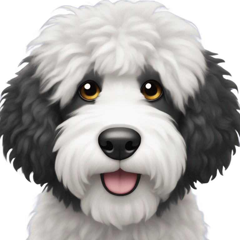 Black and white sheepadoodle emoji