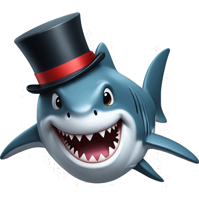 Shark with a top hat emoji