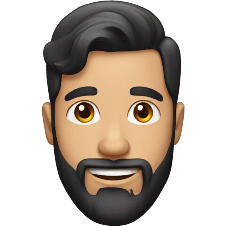 happy bearded man with black hair high fade combover emoji