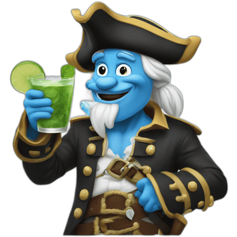 pirate Papa Smurf drinking mojito emoji