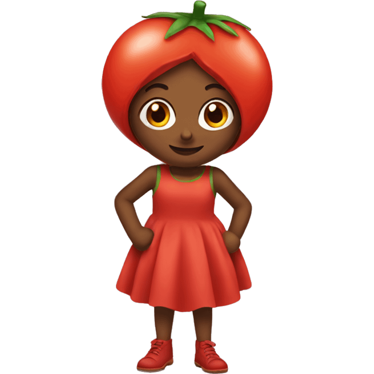 girl dressed as tomato emoji