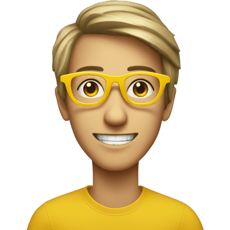 yellow glasses with glasses in the shape of a pentagonal star emoji