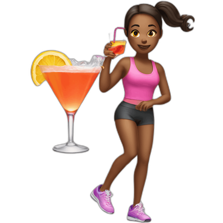 aerobic girl drinks cocktail emoji