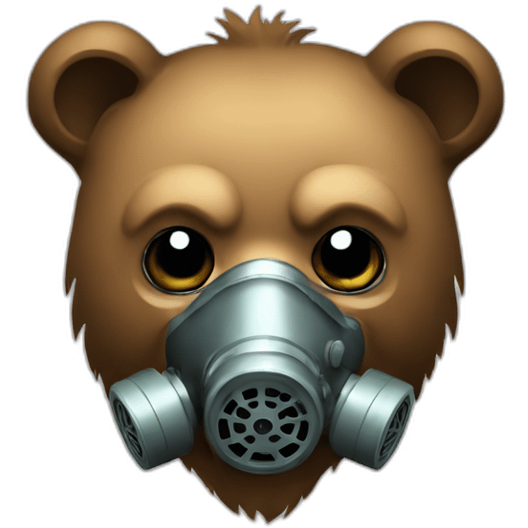 small Grizzly head with Gas mask emoji