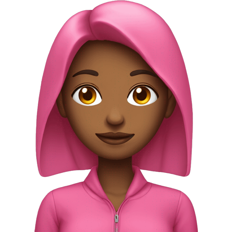 Mulher com roupa rosa emoji