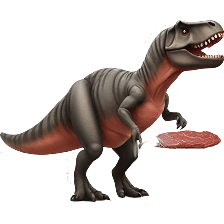 A trex eating a steak emoji