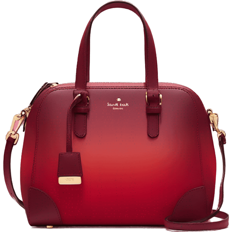 Realistic isolated dark red to candy apple red ombre kate spade satchel purse.  emoji