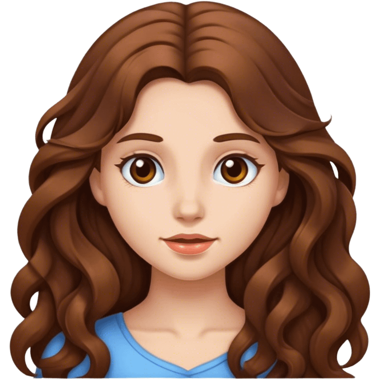 Girl with long brown wavy hair emoji