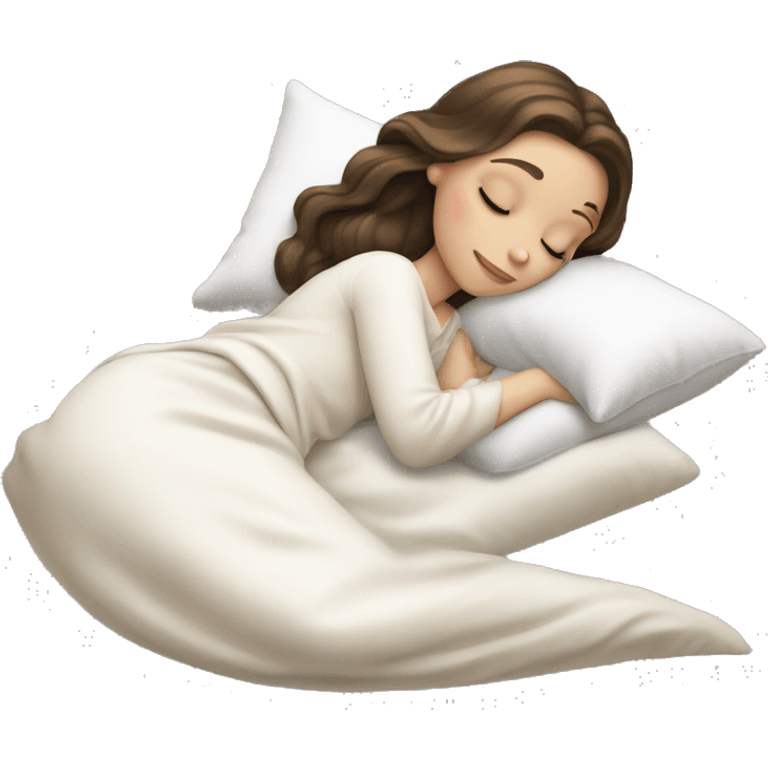 sleeping beauty brunette white girl with a silk pillow emoji