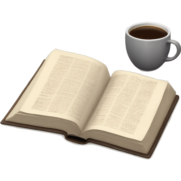 Open Bible with a cup of coffee next to it  emoji