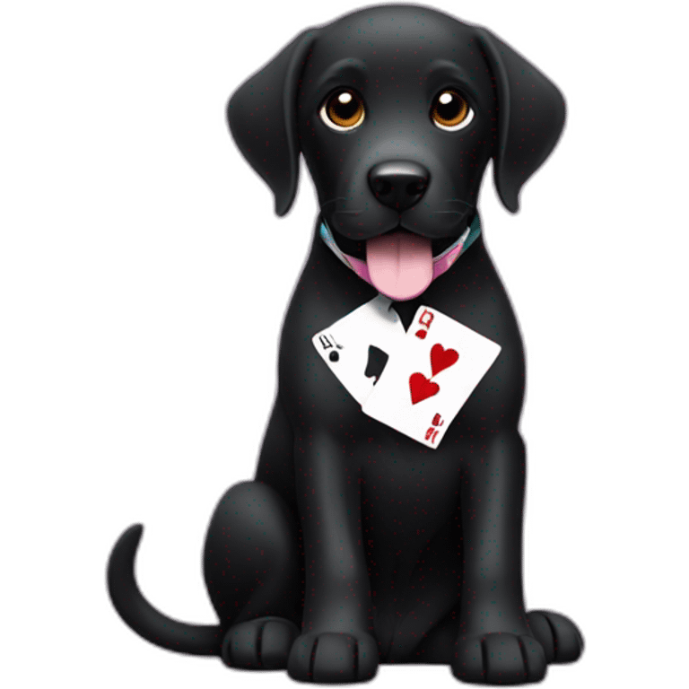 Black Labrador dog with white strip on his neck playing poker emoji