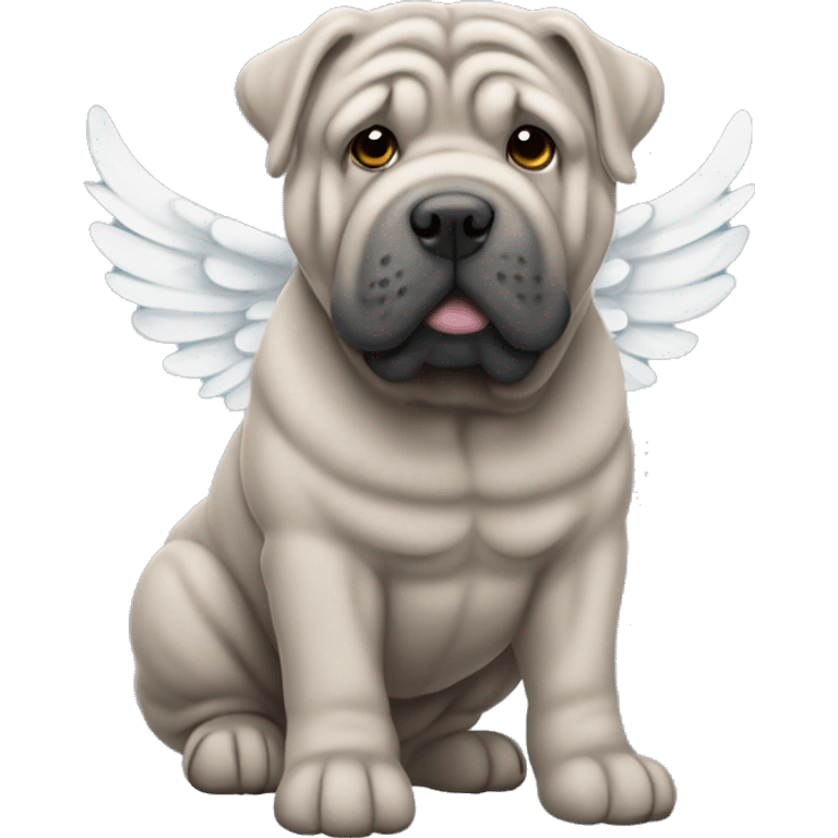 Grey Shar Pei with angel wings emoji