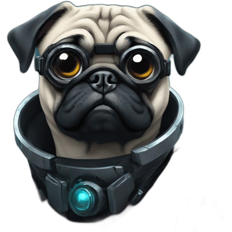 A pug in cyberpunk space emoji