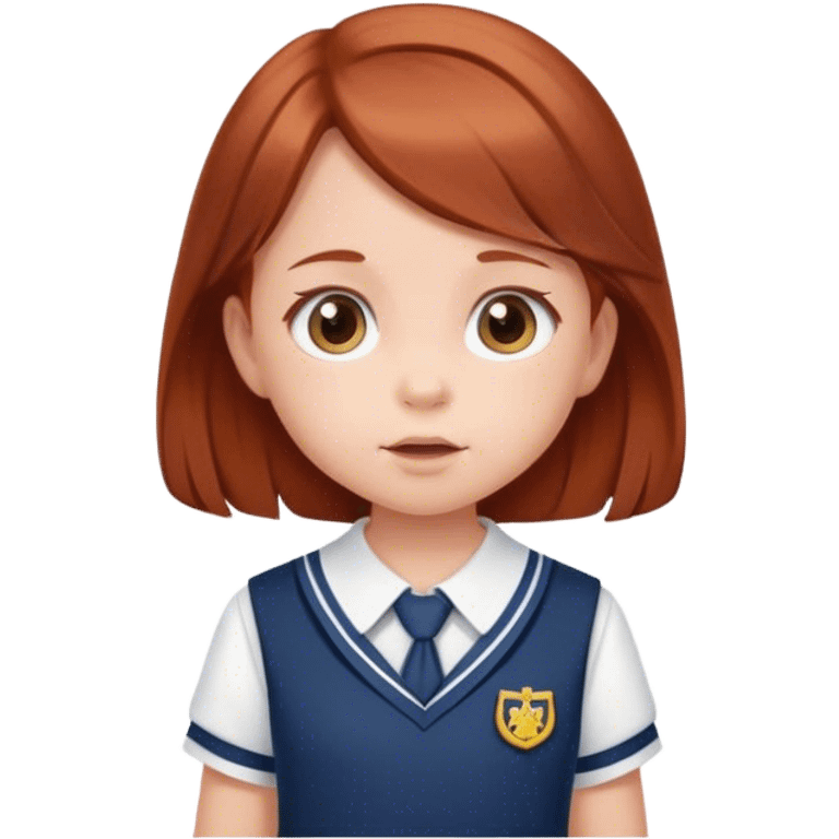 baby girl in school uniform dress with redesh brown hair emoji