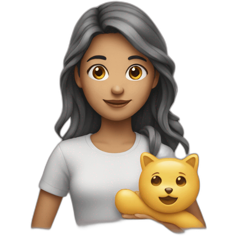 Girl holding image emoji