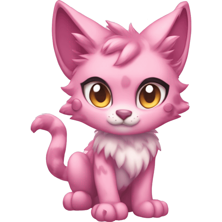 Anthropomorphic Anthro Pastel Pink Sona Lynx-Fakémon Furry Full Body emoji