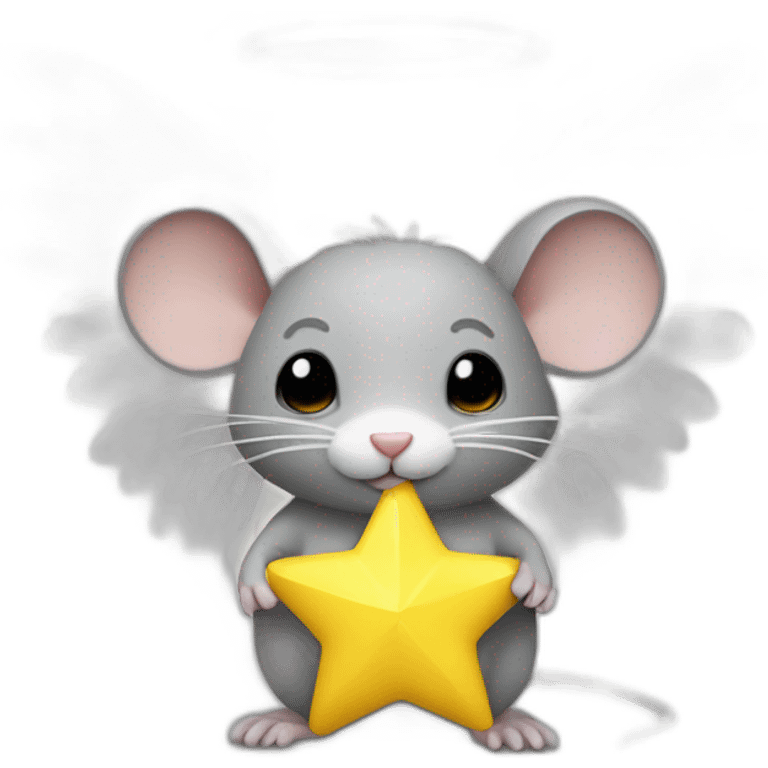 rat with white feather angel wings who is holding a yellow star emoji