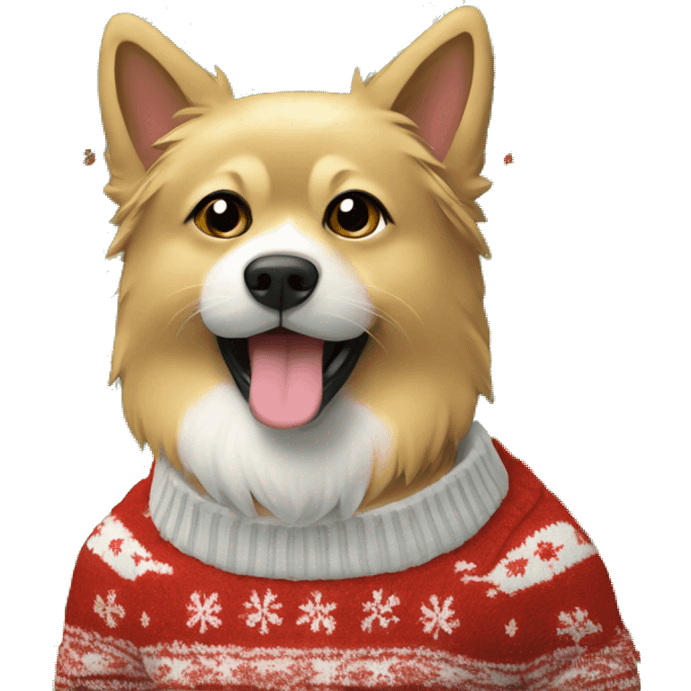 Zwergspitz wearing christmas Sweater  emoji