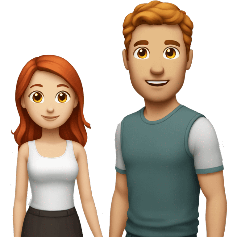 Brunette man and redhead girl couple  emoji