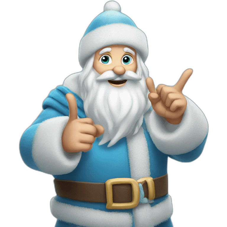 Father Frost shows hand sign of the horns emoji