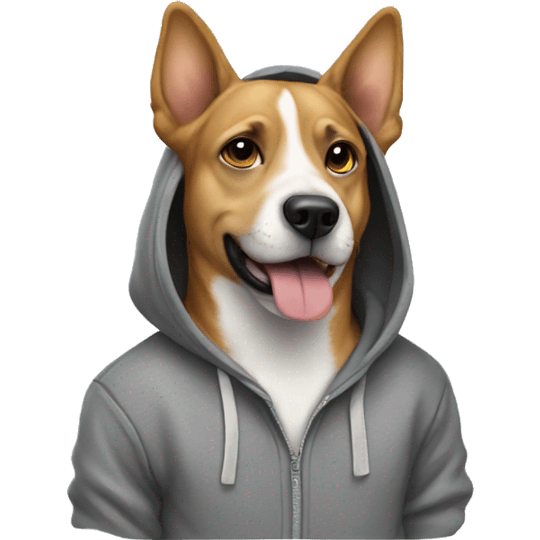 Dog wearing the hoodie emoji