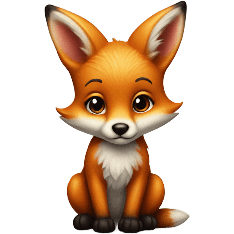 Detailled and photorealistic Baby fox with a big heart emoji