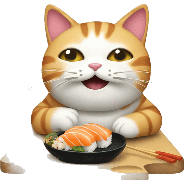 Cat eats sushi emoji