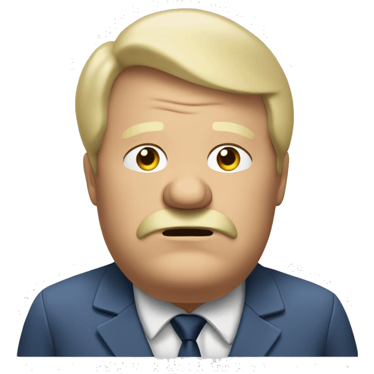 Tired Old obese blonde man making a speach emoji