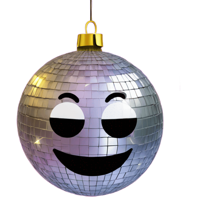 Happy new year sign on a disco ball  emoji