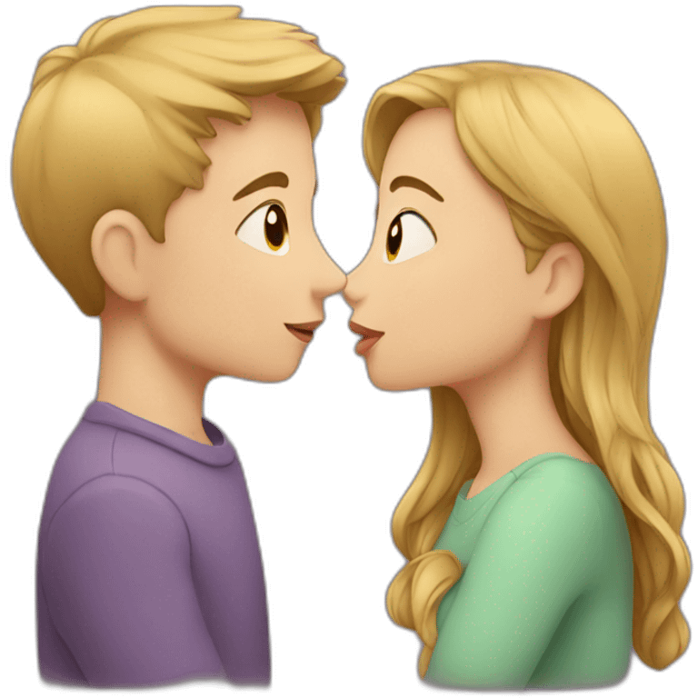 girl kisses boy emoji