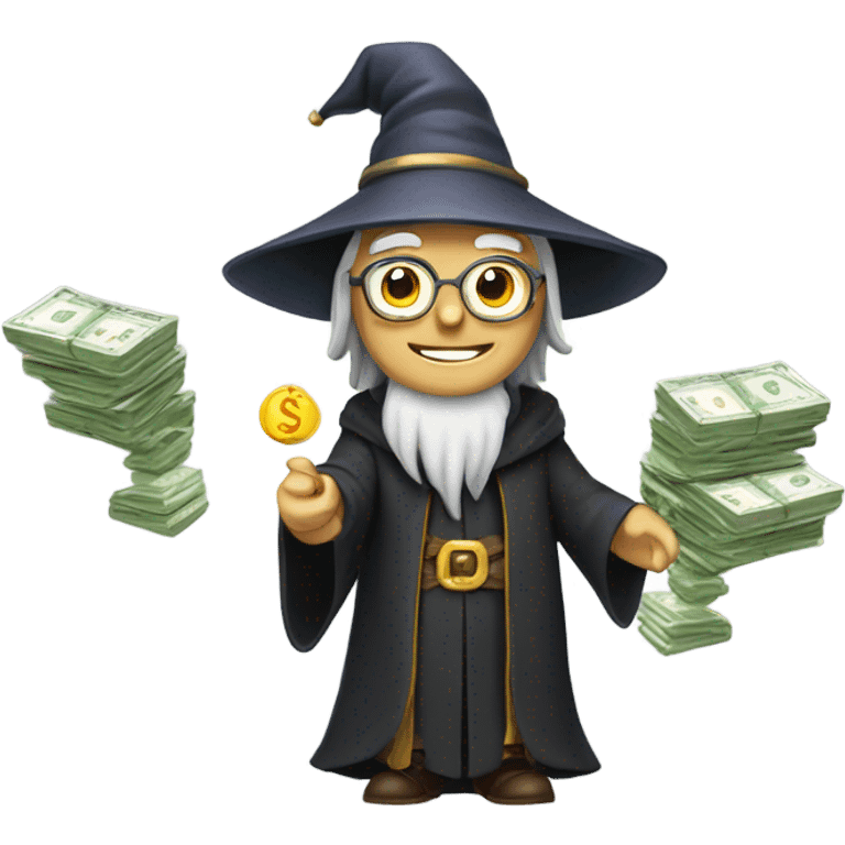 Wizard with stacks of money  emoji