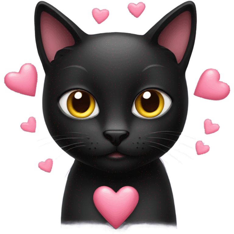 black cat with hearts emoji