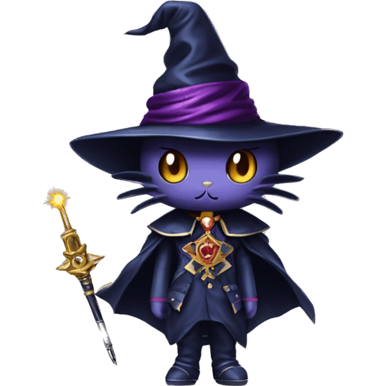 Hello Kitty dressed as the dark magician of Yugi oh emoji