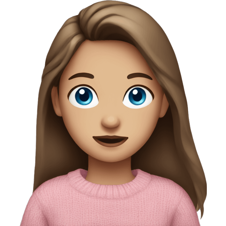 brown hair blue eye girl wearing a pink sweater emoji