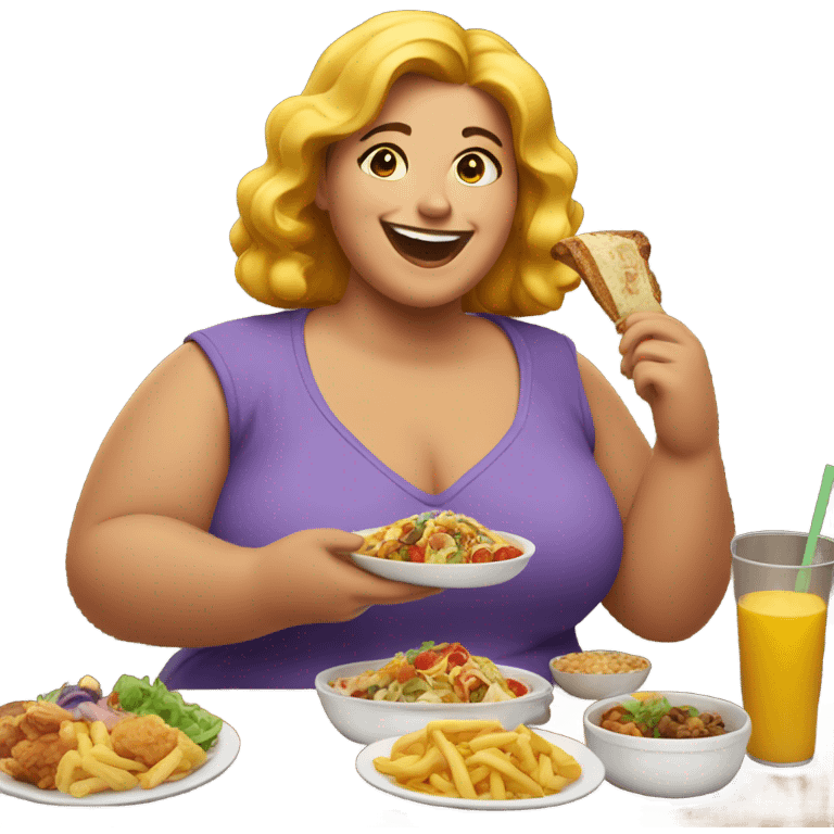 Fat woman eating emoji