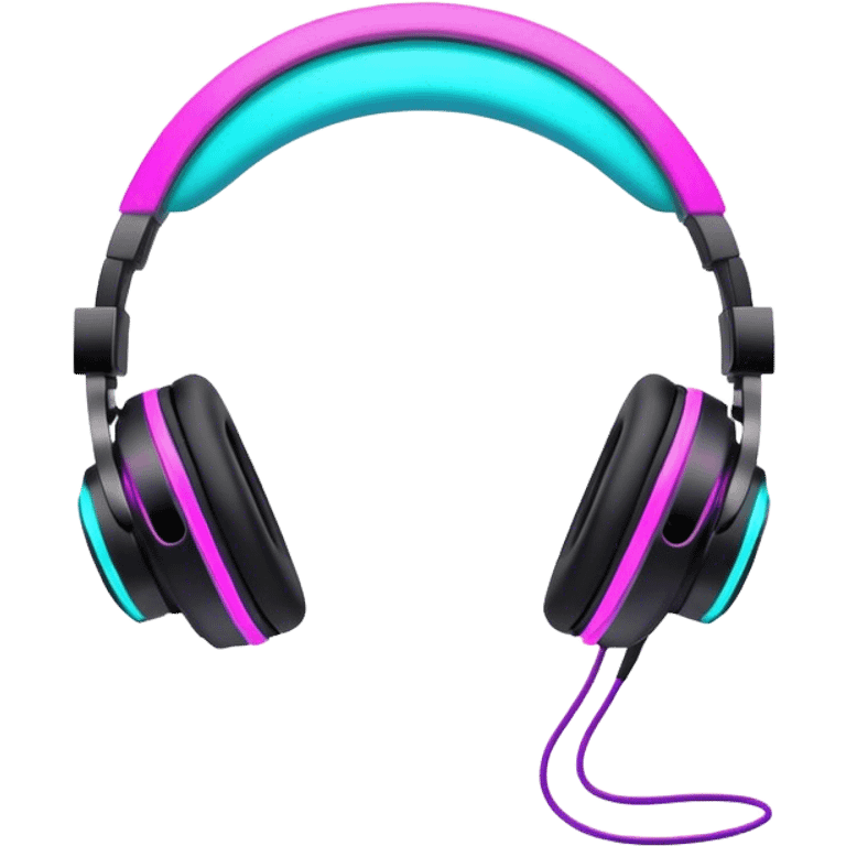 Neon colors headphones emoji