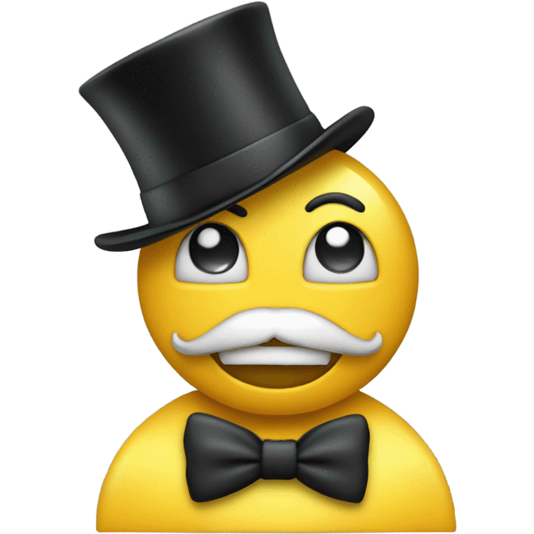 yellow Emoji wearing top hat with on top hat saying following text happy New Year emoji