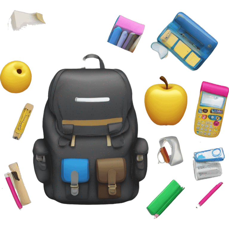 school bag and study supplies emoji