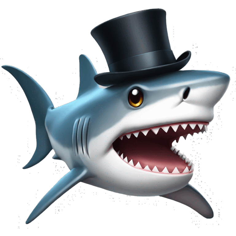 Shark with a top hat emoji