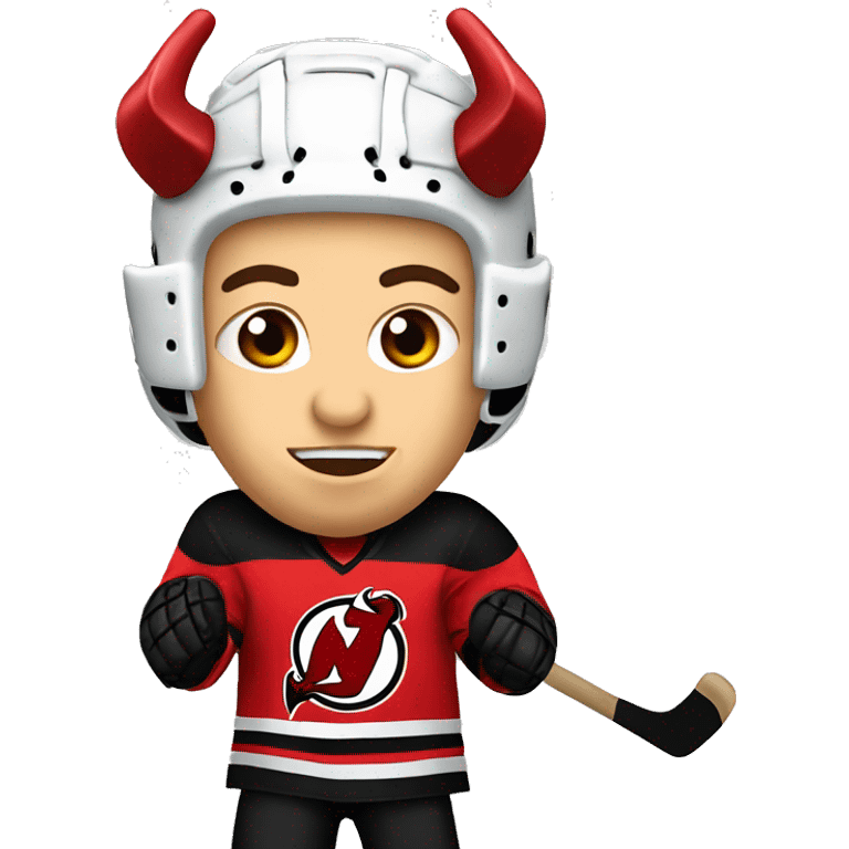 Devils hockey player emoting emoji