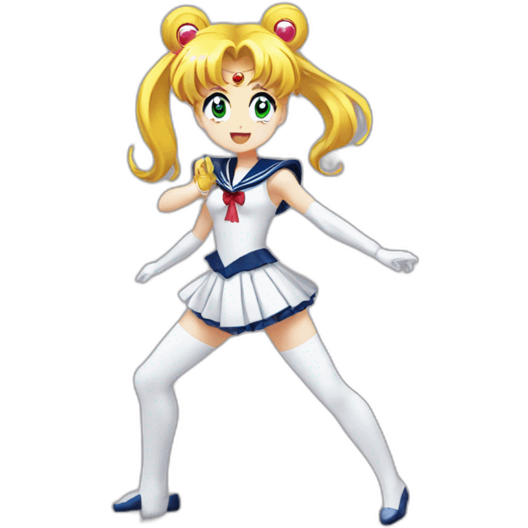 sailor moon walking  on the floor, 3/4 view emoji