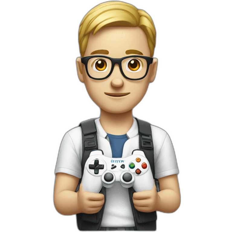 White nerd with gamepad  emoji