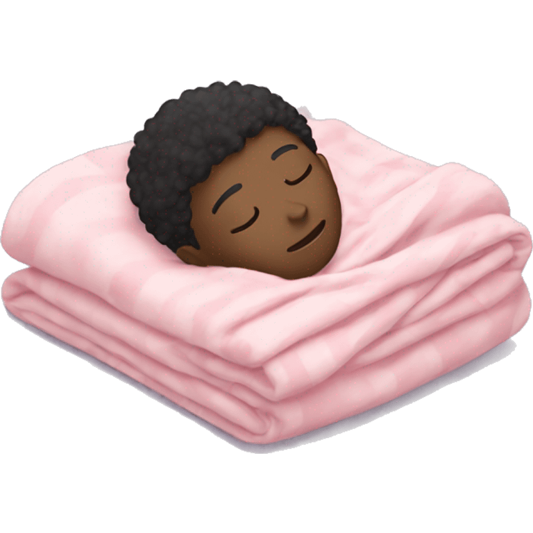 Black boy sleeping with pastel pink blanket emoji