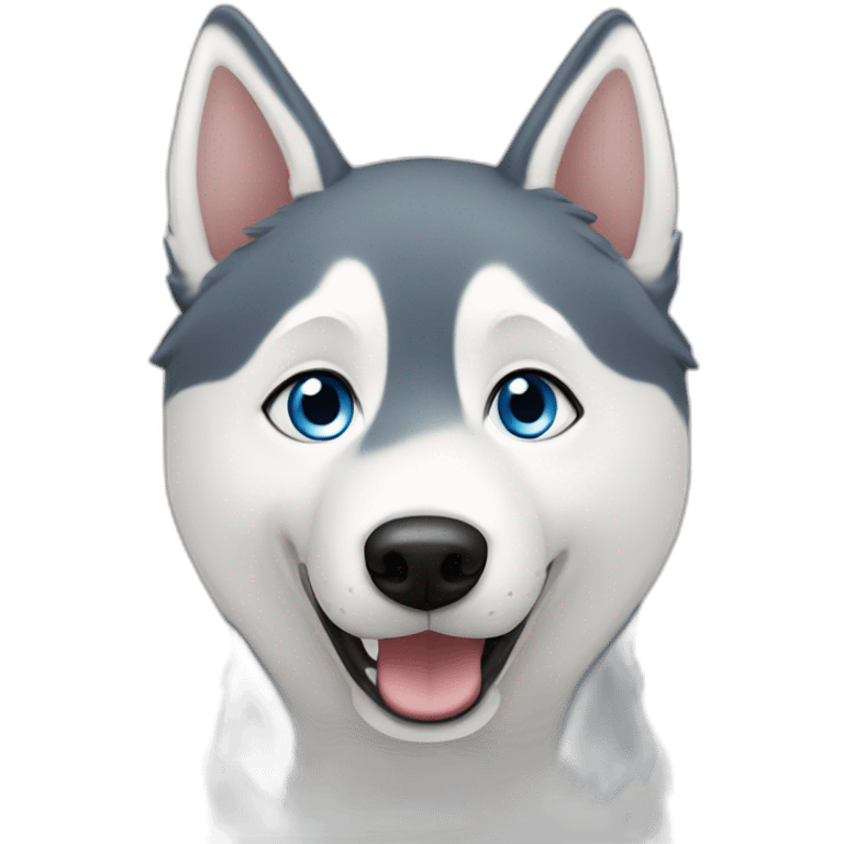 Happy White husky blue eyes short hairs emoji