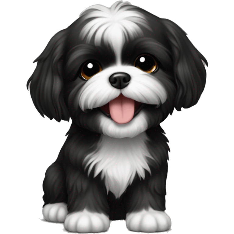 happy black shih tzu puppy emoji