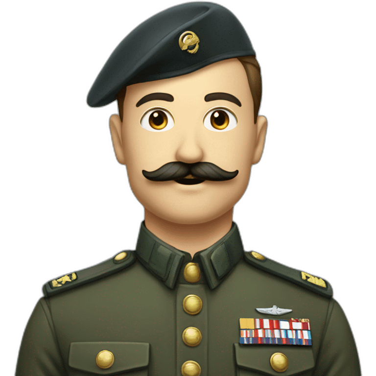 Homme moustache en tenue militaire le bras emoji