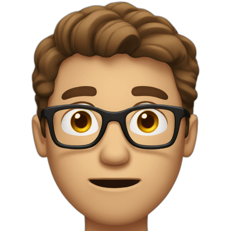 man with brown hair and glasses scared emoji