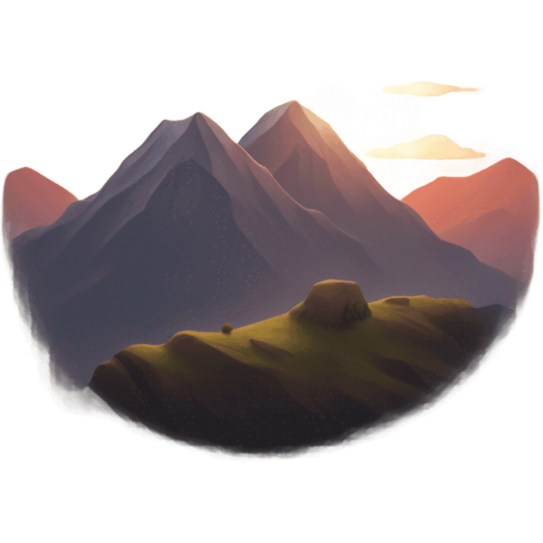 two mountains with the sun going down emoji