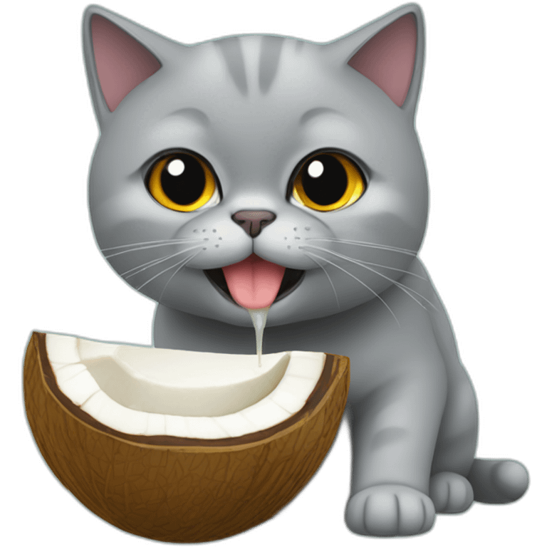 british shorthair cat eating coconut emoji