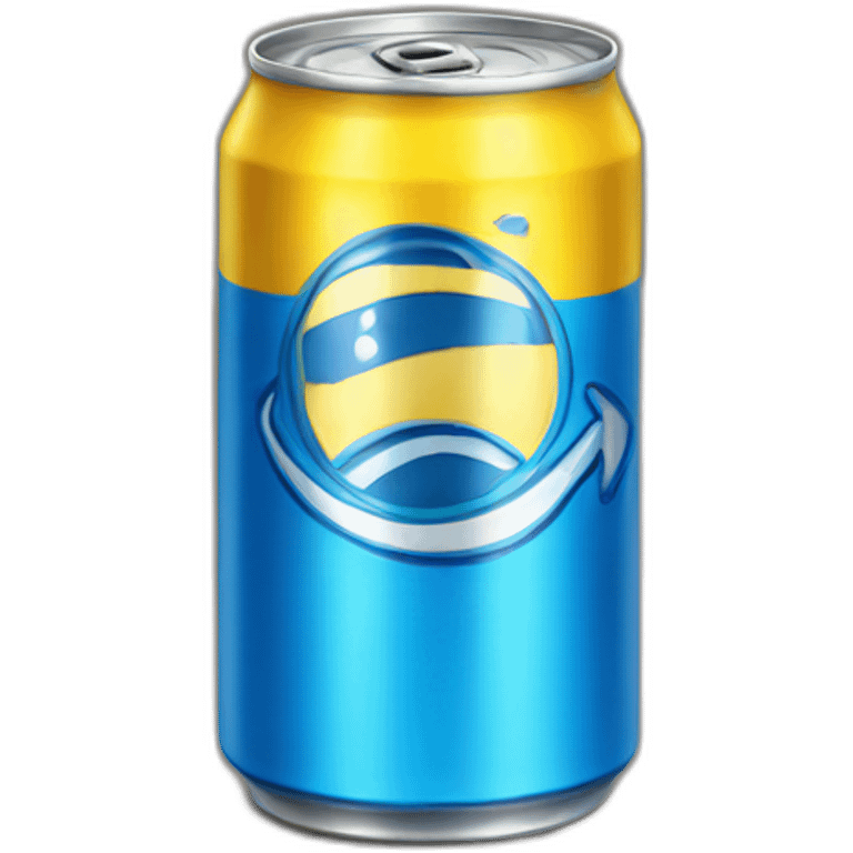 Yellow soda can with blue stripe emoji